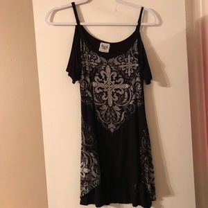 Beaded open shoulder long tank
